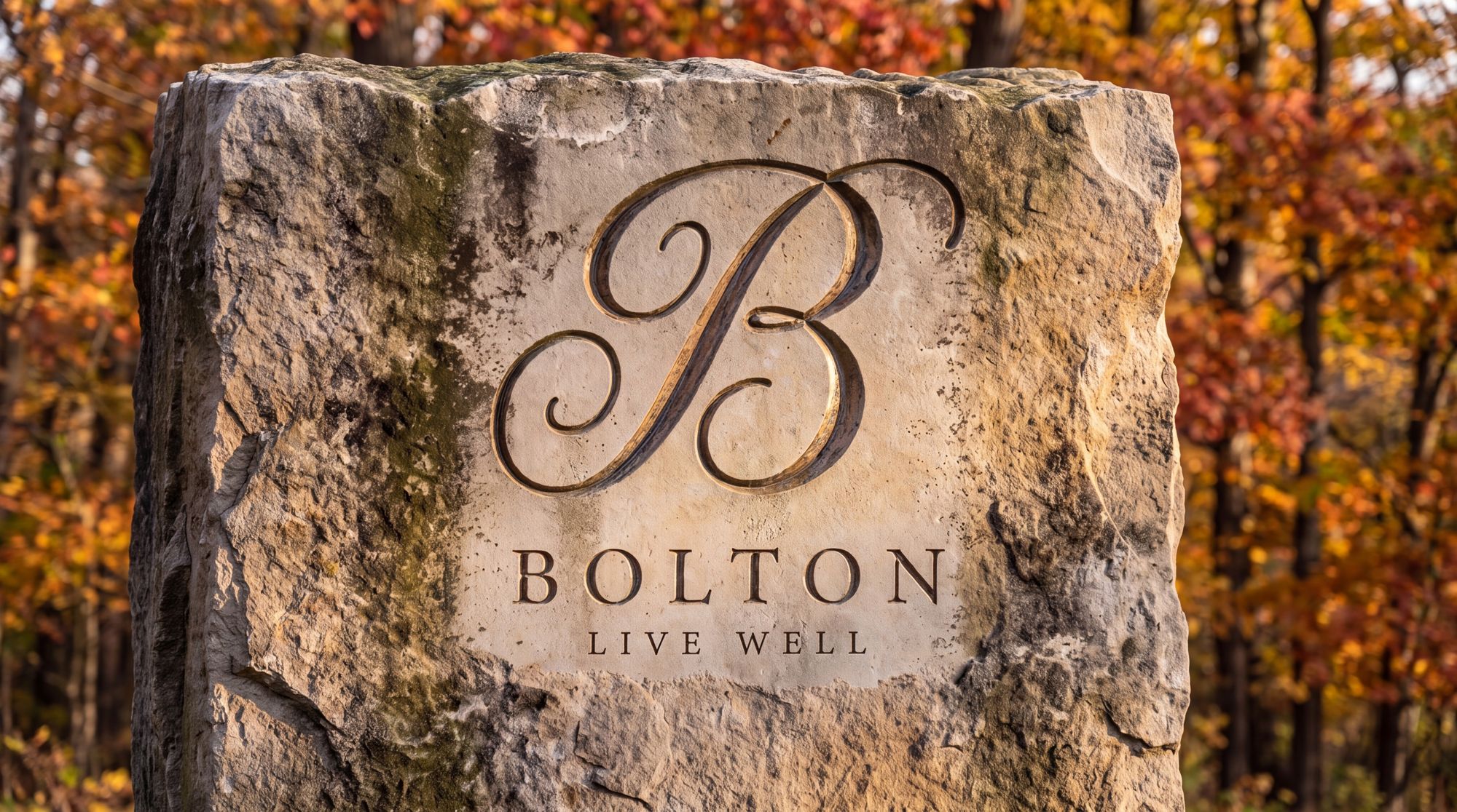 The Bolton mark carved into a stone monument